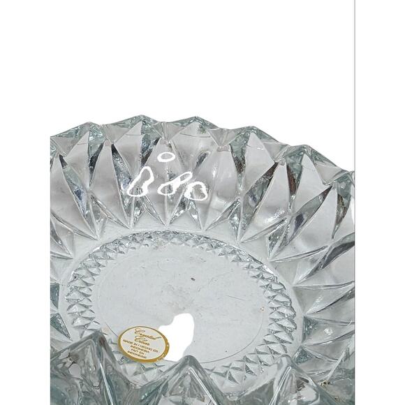KIG Indonesia Decorative Diamond Cut Crystal Glass Candy Bowl Trinket Dish Vtg - Picture 4 of 7